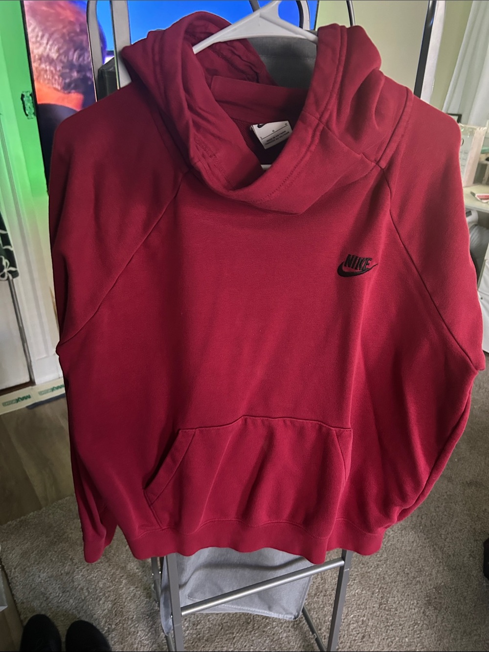 Nike Women's Deep Red Cowl Neck Pullover Sweatshirt